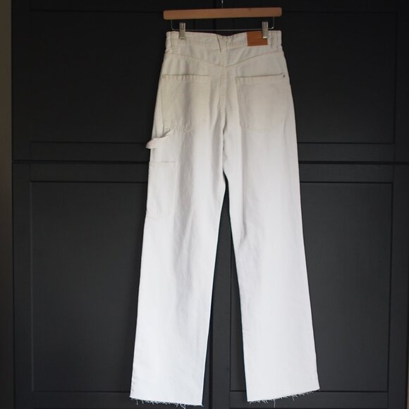 Lefties | NWT White Long Straight Painter Jeans - Picture 6 of 7